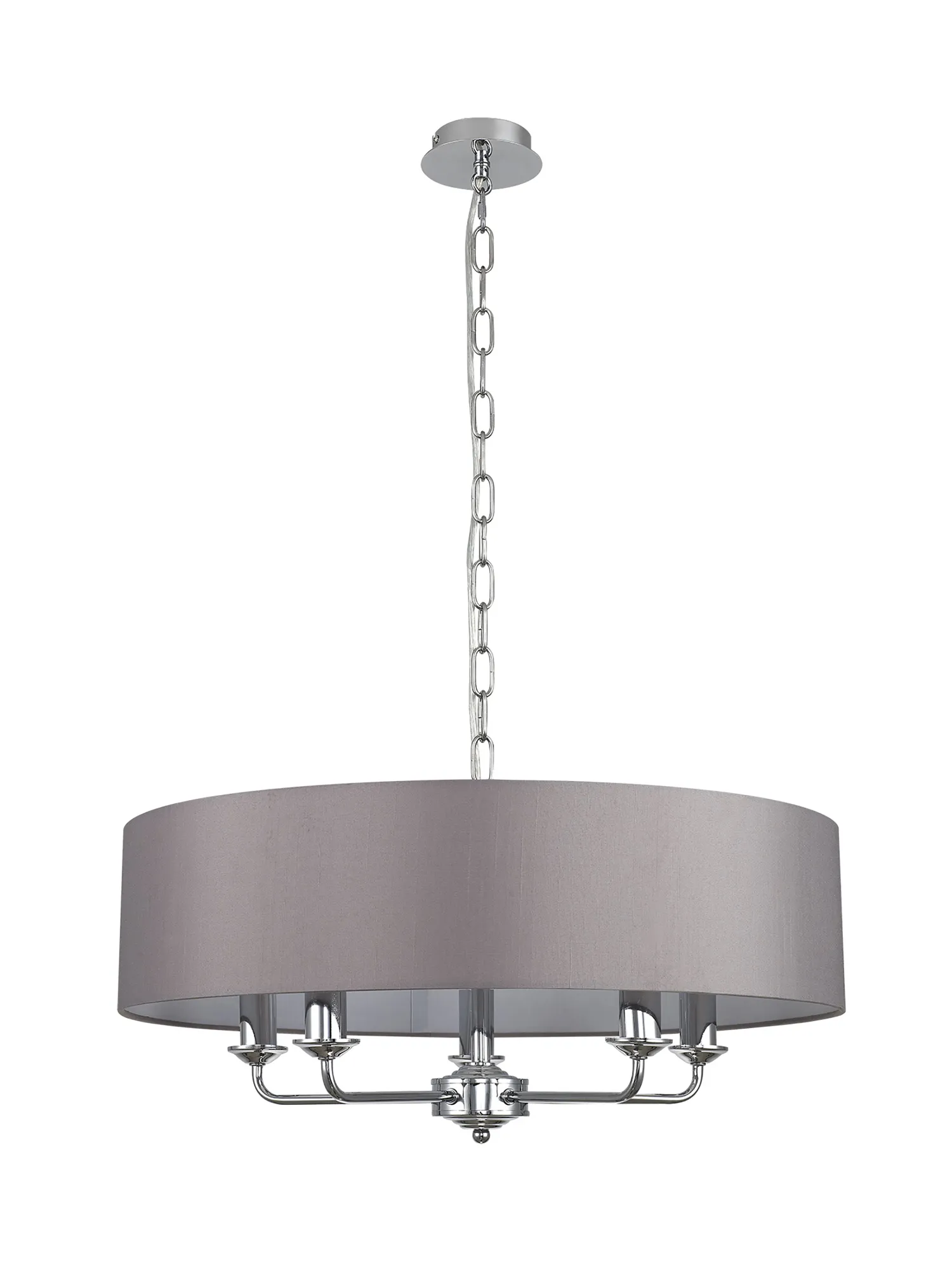 Banyan 60cm 5 Light Pendant Polished Chrome; Grey DK0005  Deco Banyan CH GR